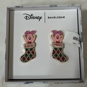 Disney BaubleBar Winnie the Pooh Piglet Christmas Stocking Earrings